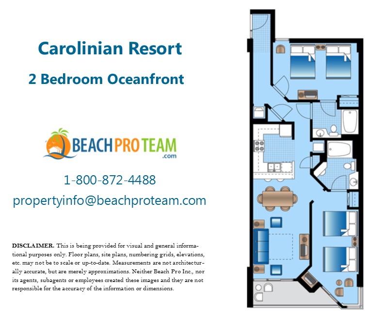 Carolinian Beach Resort Durham Floor Plan - 2 Bedroom Oceanfront